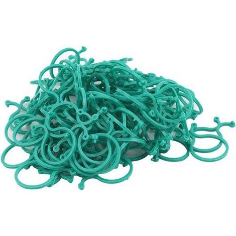 Clips de jardinage pour plantes - 100 pièces - Plastique durable - Vert - 4x2,5 cm - Support pour tomates (1/5)