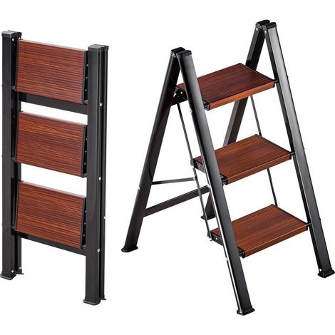 Structure Acier et Aluminium Stabilité Optimale Escabeau Pliant 3 Marches Marchepied Cuisine et Bricolage 150 kg (1/5)