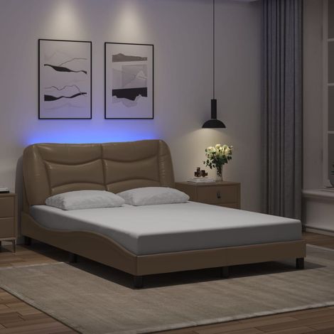 Cadre de lit avec LED sans matelas-Structure de lit à LED sans matelas Hvar cappuccino 140x190 cm 508912 (1/5)