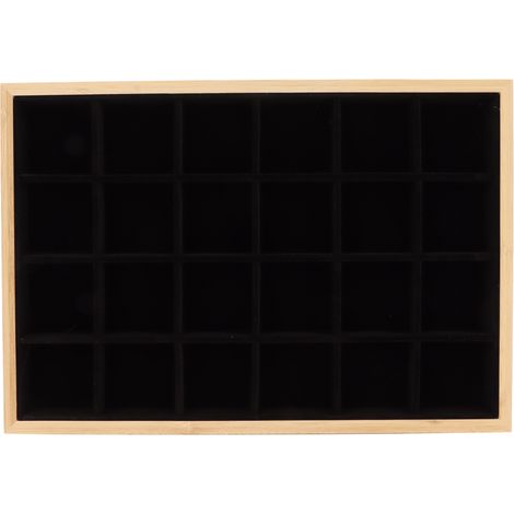 Écrin de rangement pour bijoux 24 compartiments noir, plateau polyvalent pour bagues, boucles d'oreilles, bracelets, colliers. (1/5)