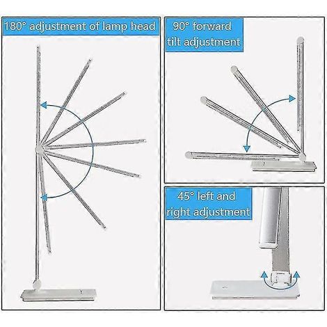 Lampe de bureau LED, lampe de table respectueuse des yeux, chargeur sans fil pour téléphone portable, argent (1/5)
