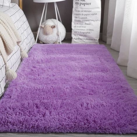Tapis Shaggy - 100 x 160 cm - Violet - Rectangulaire - En Fibres Synthétiques - Pour Salon Chambre Bureau (1/3)