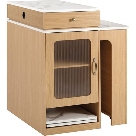 Isola da cucina con ruote estensibile con presa integrata colore naturale (1/5)