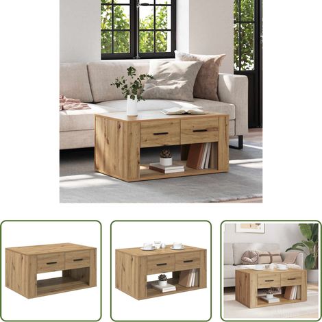 Table basse chêne - Table basse Chêne artisanal 80 x 50 x 40 cm Bois d'ingénierie (1/5)