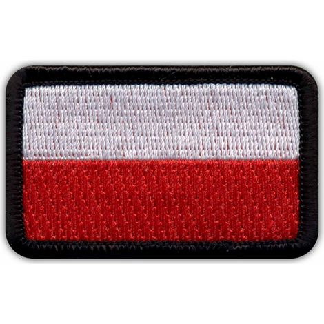 Aufnäher mit polnischer Flagge – schwarz – zum Aufbügeln/Heißsiegeln – gestickter Aufnäher/Abzeichen/Emblem