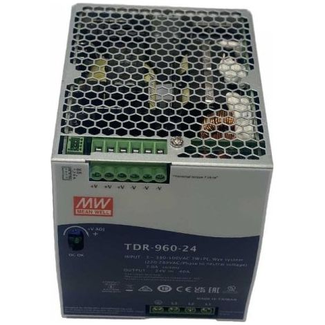 MW MEAN WELL TDR-960-24 Alimentatore DIN RAIL 960W 24V 40A Input 380V Trifase Per Uso Industriale