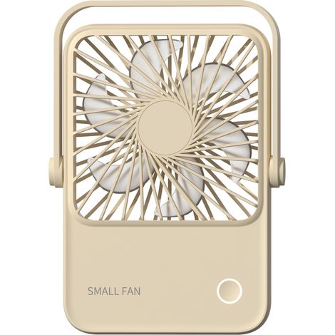 Ventilateur de Bureau Pliable USB, Mini Ventilateur Électrique Oscillant Mural ou de Table avec Affichage Numérique, Design Créatif et Intelligent, Jaune (1200 mAh)