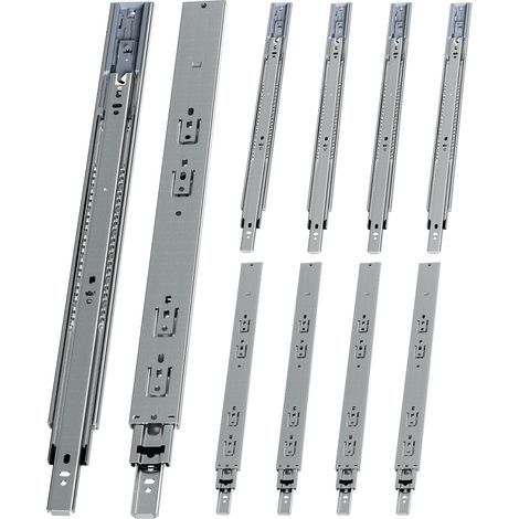 Wolketon 5 Paar Schubladenschienen 500 mm Vollauszug, 3-teilig, Softclose mit Selbsteinzug, 45 kg Tragkraft, Schubladenauszug aus Stahl (1/5)