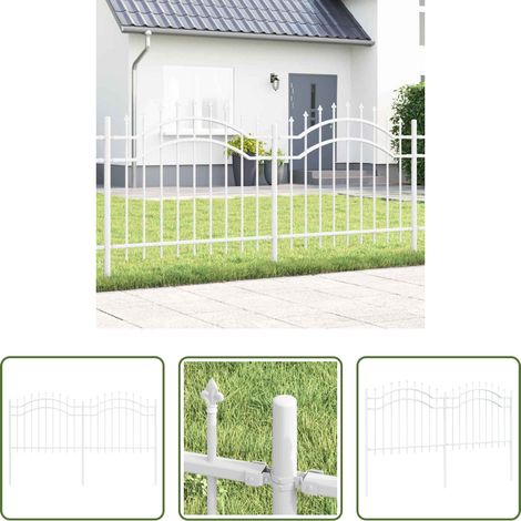 Weiß - Gartenzaun Weiß 240 x 140 cm Pulverbeschichteter Stahl (1/5)