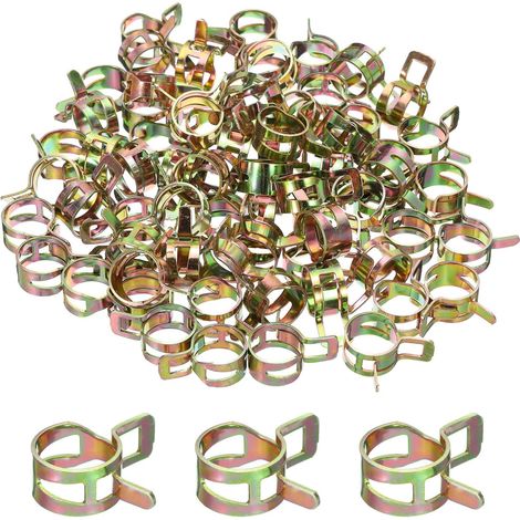 Packung mit 100 federbelasteten Schlauchschellen für 15-mm-Kraftstoffschläuche, Niederdruck-Luftschlauchschellen, Schlauchschellen für Wasser- und Luftschläuche