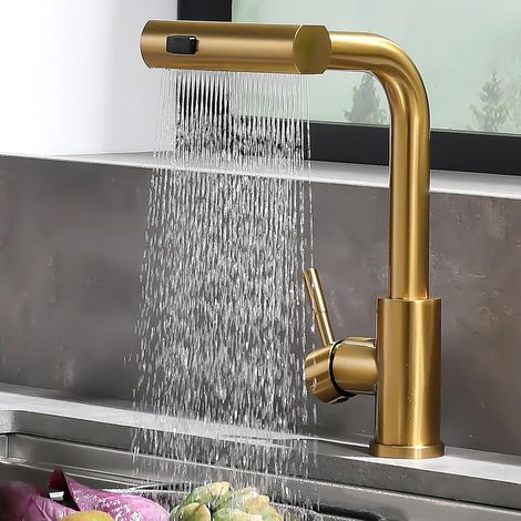 Robinet Cuisine 2 en 1 avec Douchette et Bec Mobile Mitigeur Évier Nickel Brossé Bec Rotatif 360° Pulvérisateur Détachable et Télescopique