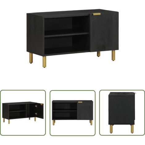 vidaXL Meuble TV noir 80x33x46 cm bois d'ingénierie (1/5)