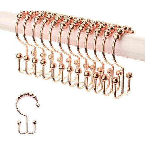 BUNTHAUS Kupfer-Duschvorhang-Hakenringe, hochwertiges, rostbeständiges Edelstahlmetall, doppelseitige Haken, gleitet mühelos über Badezimmer-Duschstangen, 12er-Pack dekorative Kupferhaken (1/5)