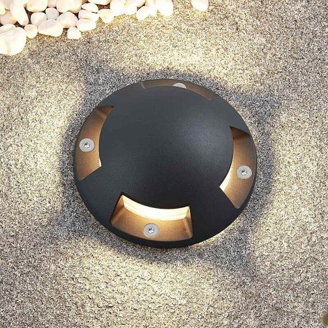 [NEUWERTIG] B-Ware Lindby LED-Bodenstrahler Huban Gartenleuchte anthrazit 4-flammig IP67 15cm (1/2)