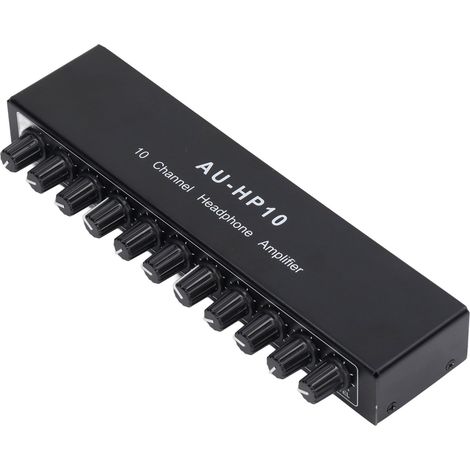 10-Kanal-Kopfhörerverstärker, 1 Eingang, 10 Ausgänge, Stereo-Audio-Splitter, unabhängige Steuerung, 12 V DC (1/5)