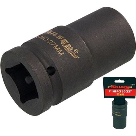 Neilsen 1" Drive Standard Deep Square Metric Single Impact Socket 27mm (1/2)