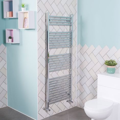 WarmeHaus Straight Chrome Heated Towel Rail 1500x600mm (1/6)