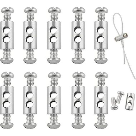 10 pcs Serre à Capuchon pour câbles de 1 à 2mm, pour la fixation de câbles métalliques et de cordes à linge,Pinces à Double Extrémité en Fil d'Acier (1/4)