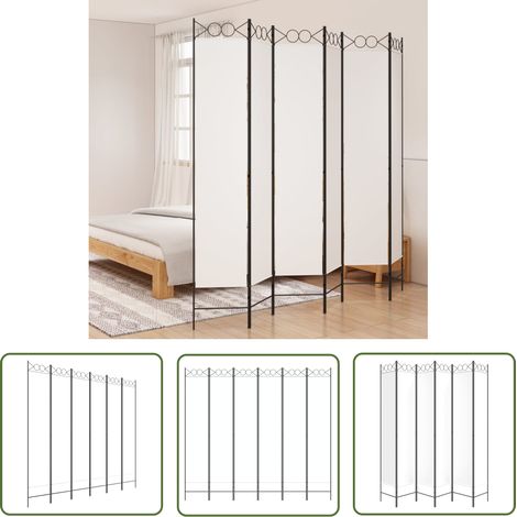 The Living Store Cloison de séparation 6 panneaux Blanc 240x220 cm Tissu - Cloison De Séparation - Écran De Confidentialité - Séparateur De Pièce - Mur D'intimité - Partition Murale (1/5)