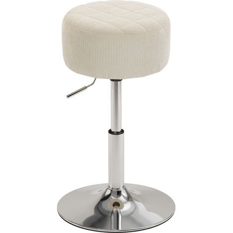 Tabouret de coiffeuse - HOMCOM - tabouret de maquillage pivotant et réglable en hauteur - PU - 38,5 x 38,5 x 66 cm - crème (1/5)