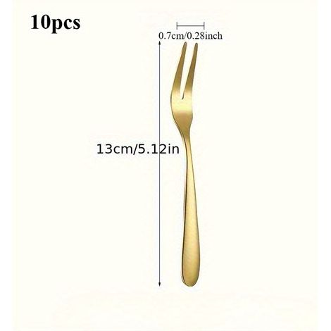 10 fourchettes d'apéritif et à barbecue en acier inoxydable, motif queue de coq - Fourchettes de petit crabe sculptées pour dessert, fromage, olives, salade, escargots et planches de charcuterie (1/5)