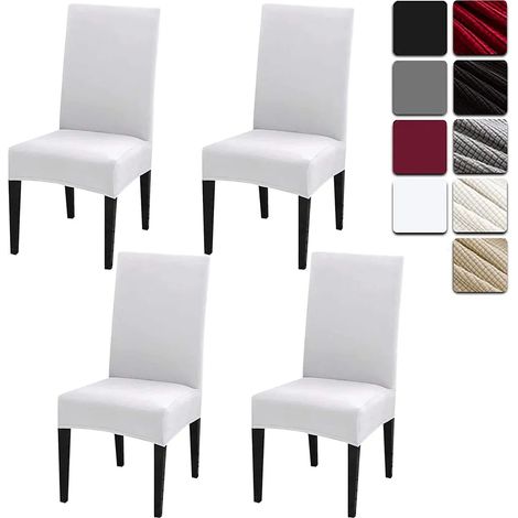 Lot de 4 housses de chaise élastiques en tissu extensible, universelles, pour décoration de mariage et d'intérieur. (1/5)
