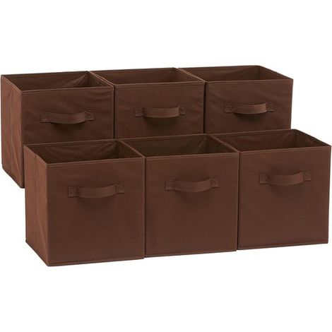 Scatola portaoggetti pieghevole, scatola portaoggetti in tessuto, scatola portaoggetti con maniglia, cestino portaoggetti vari, set di 6 cubi portaoggetti pieghevoli, 333833 cm (1/5)