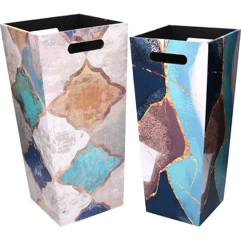 Porte-parapluie rectangulaire en cuir écologique bleu maroquin 1-2 cm25x25h53 (1/3)