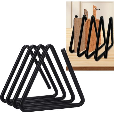Organisateur de planches à découper en acier inoxydable, support triangulaire gain de place pour plan de travail de cuisine (1/5)