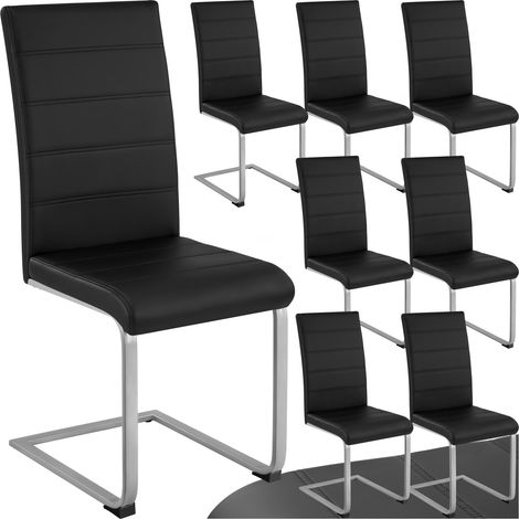 Lot de 8 chaises rembourrés en cuir synthétique ergonomique noir