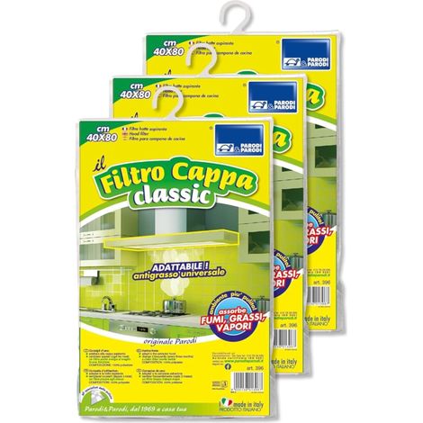 Filtre Hotte Aspirante Classic Kit 3 Pièces, Filtres Aspirants Absorbeurs de Fumées, Graisses et Vapeurs Découpables en Polyéthylène, Universel pour Hottes, Cuisine Accessoires 40x80 (1/5)