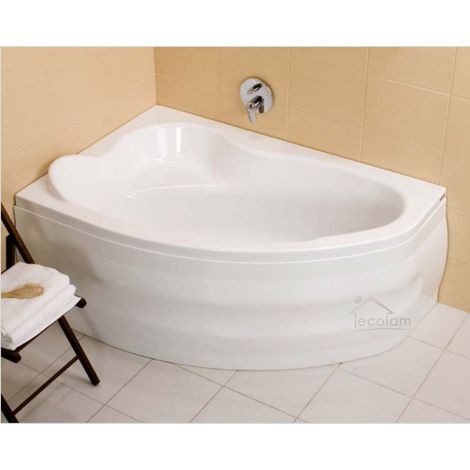ECOLAM Baignoire d'angle Comfort 170x110 cm version gauche tablier bonde vidange et trop-plein automatique + pieds + silicone (1/5)