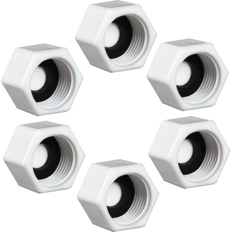6 Pieces Water Inlet Plug Tap, 1 Inch Plastic Pipe Cap, Blanking Plugs, with Hose Holder Washers
