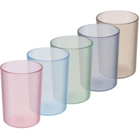 Gobelets et Faciles à Tenir en Plastique pour Salle de Bain Lot de 5 Résistants, Modernes pour Brossage de Dents et Usage Quotidien (1/4)