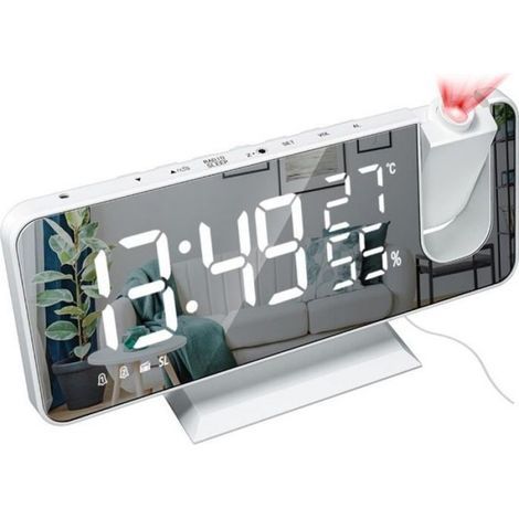 Radio Réveil - Projection LED - Affichage Température Humidité - USB - 185 x 45 x 91 mm - 1 Pièce (1/4)
