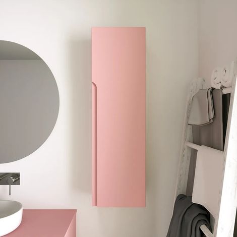 Colonne de salle de bain suspendue hauteur 100 cm rose poudré réversible Ardenne (1/4)