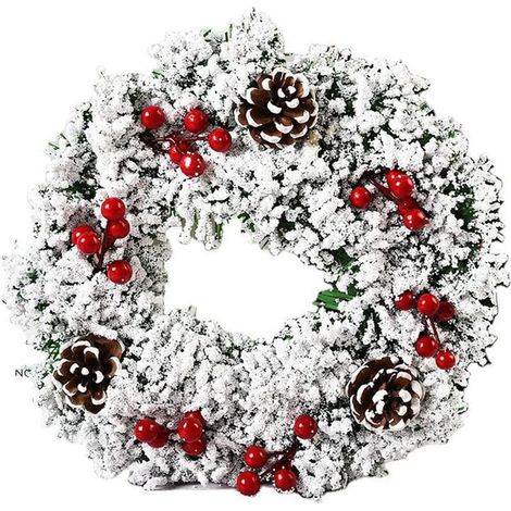 Weihnachtskranz, Fenster-Wandbehang-Dekoration für Wintertür, 31,8 cm, mit Tannenzapfen, Beerensträußen (1/5)