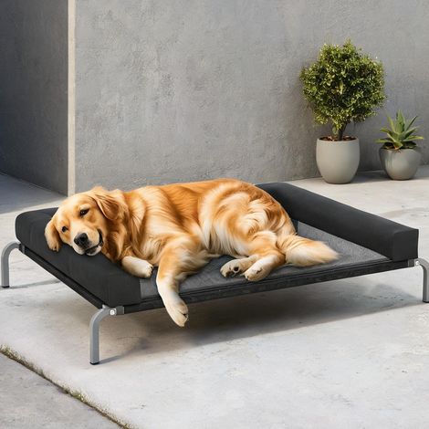 Lit surélevé pour chien rafraîchissant en toile 130 x 90 x 30 cm (1/5)