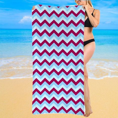 Serviette de plage rayée, microfibre, anti-sable, sèche en 5 minutes (1/5)