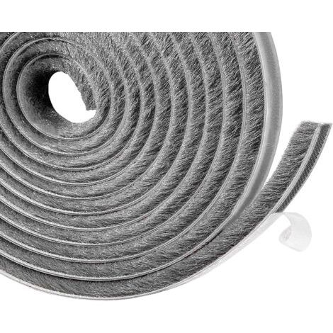 Ruban étanche auto-adhésif pour portes et fenêtres – Joint de calfeutrage avec brosse anti-poussière, 10 m, 9 × 9 mm, pour colmater les fentes et améliorer l’isolation thermique et acoustique
