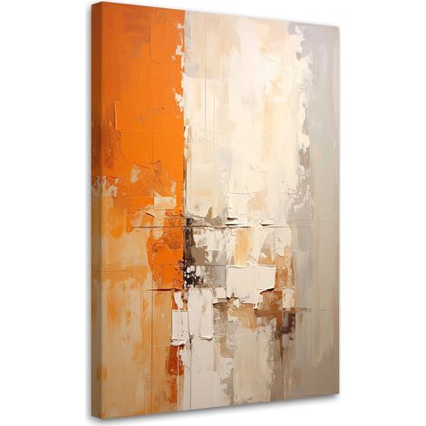 Impression sur Toile, Abstraction beige et orange,20x30 (1/4)