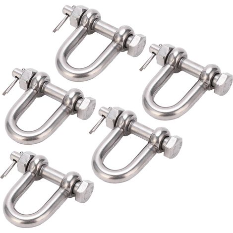 Lot de 5 goupilles à vis pour manille d'ancrage en anneau en D avec assurance, en acier inoxydable 304, pour applications marines et terrestres, M8 (1/5)