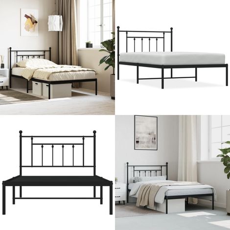 Bettgestell mit Kopfteil Metall Schwarz 107x203 cm - Metallbettfundament - Doppelbett - Schwarzes Bettgestell - Boxspringrahmen - Bettrahmen Schwarz - Home & Living (1/5)