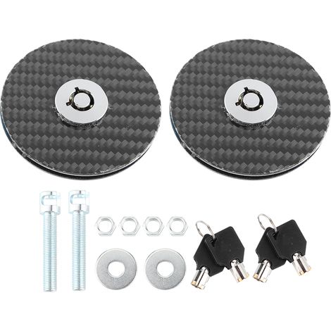 Kit de verrous de capot de voiture universel, clips de verrouillage fibre de carbone, bouton poussoir pour capot moteur avec 2 clés (1/5)