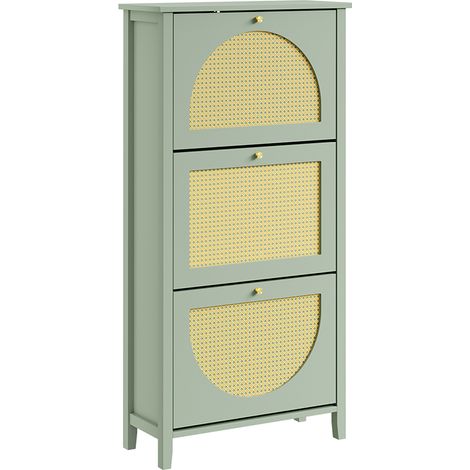 SoBuy Armario zapatero de 3 puertas Verde 62x25x121cm Moderno FSR222-GR (1/5)