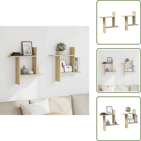 Wandregale 2 Stk. Sonoma-Eiche 50x12x50 cm Holzwerkstoff - Wandregal - Wandregale - Schweberegal - Hängeregal (1/5)