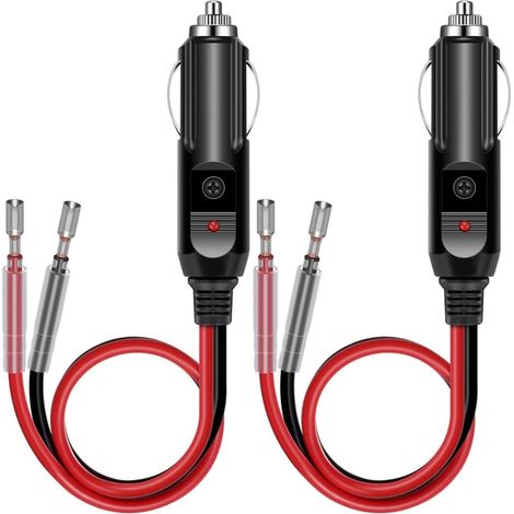 2 Pièces Adaptateur Allume-Cigare 12V/24V avec Câble 16AWG et Fusible – USB Connecteur Mâle Universel pour Voiture, Pompe à Air, Onduleur, Bouilloire, Accessoires Auto (1/5)