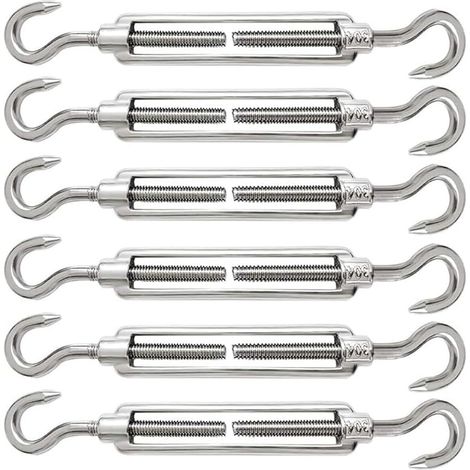 6 Pièces Tendeur Cable M5 Tendeur Cable Inox 304 Réglable Crochet de Ridoir et Crochet pour Tendeur de Fil Cable Acier Corde Crochet Tendeur Accessoires (1/5)