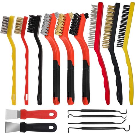 Small Metal Hand Brush, 15 Pieces Mini Brass and Nylon Brushes (1/5)