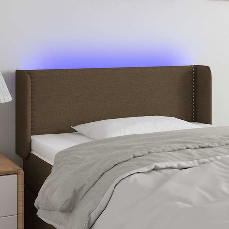 vidaXL Cabecero con LED de tela marrón oscuro 103x16x78/88 cm (1/5)